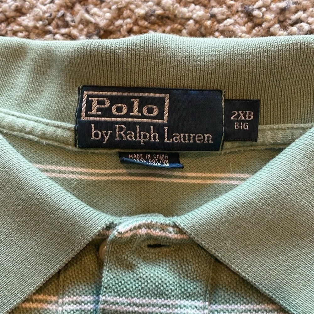 Polo Ralph Lauren Mens 2XB Green Stripe Golf Polo Shirt